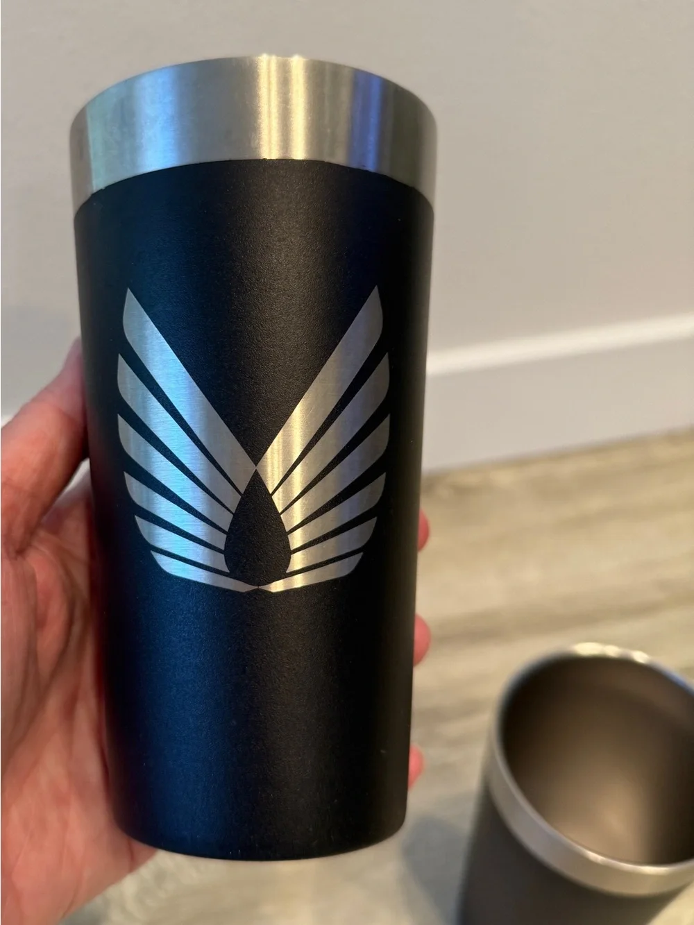 Two double wall insulated stainless steel pint glasses travel camping outdoors